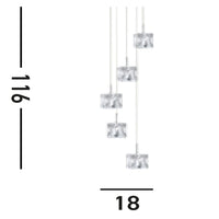 Lampadario Contemporaneo Ice Cube Acciaio Cromo Vetro Trasparente Led 26W 3000K