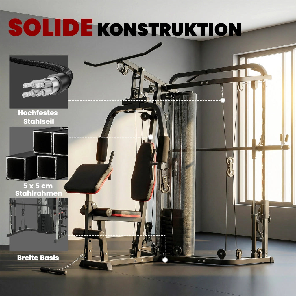 Stazione di allenamento multifunzione ¨C zephmum ¨C con pesi 65kg, lat machine, preacher curl, butterfly