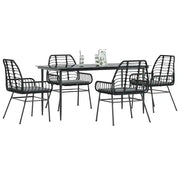 Set da Pranzo da Giardino con Cuscini 5 pz Polyrattan Vetro 3334453