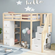 Letto a castello in legno naturale con cassettoni funzione contenitore 90x200 cm