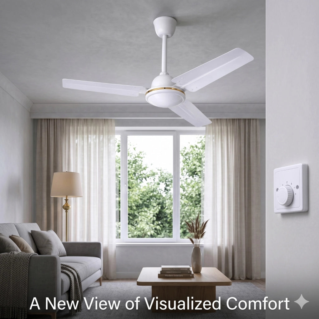 VENTILATORE DA SOFFITTO INDUSTRIALE 3 PALE Ø 120CM 65W COMANDO A MURO CASA