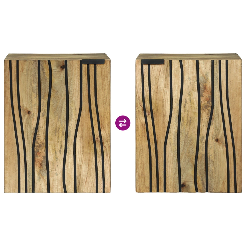 Mobile da Bagno a Muro 38x33.5x48 cm Legno Massello di Mango e Legno Ingegnerizzato