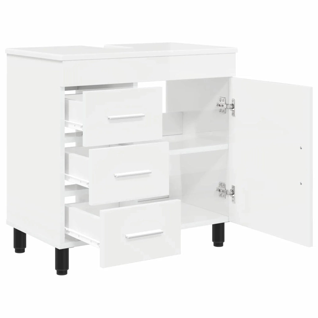 Mobiletto da bagno Bianco Lucido 60 x 35 x 60 cm 889379