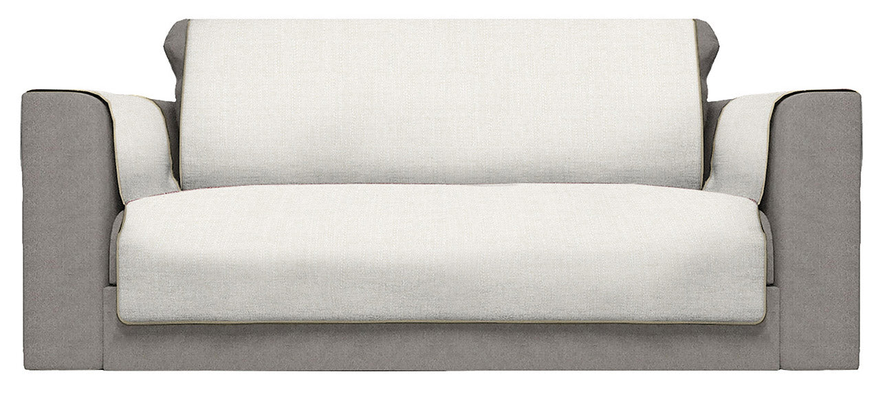 Copridivano con Copri Braccioli Seduta 125 cm in Poliestere Panna