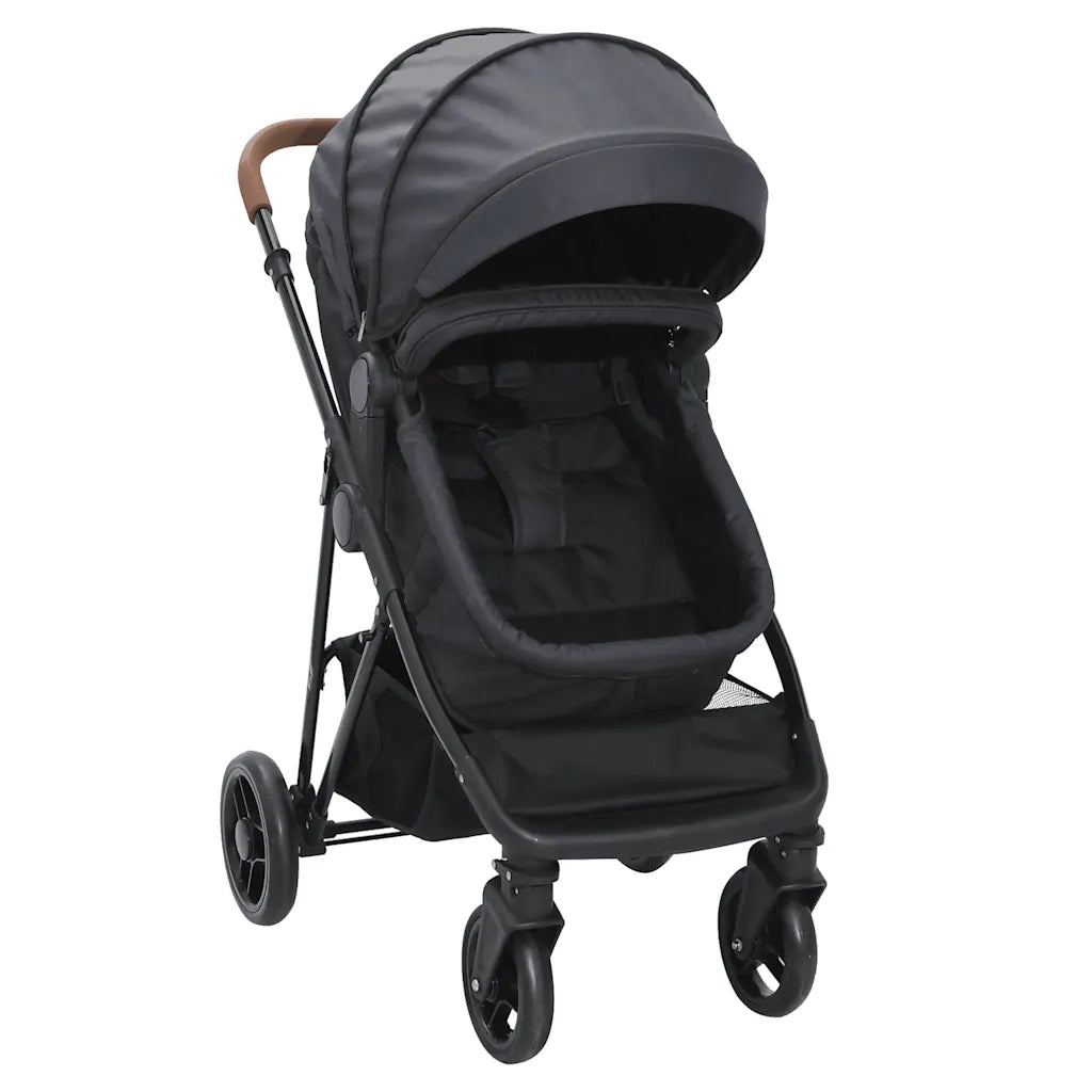 vidaXL Passeggino 2 in 1 Antracite e Nero in Acciaio