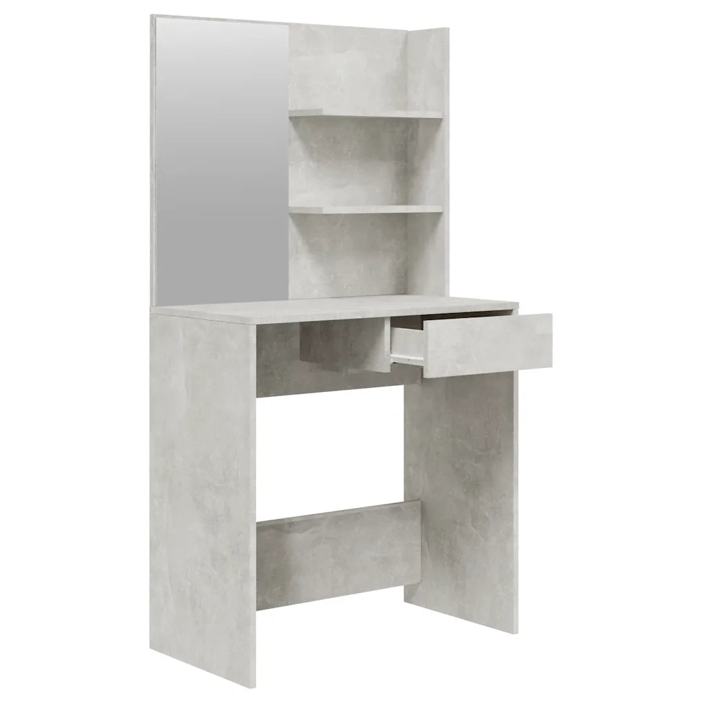 Set Tavolo da Toeletta | Tavolo da Trucco Grigio Cemento 74,5x40x141 cm