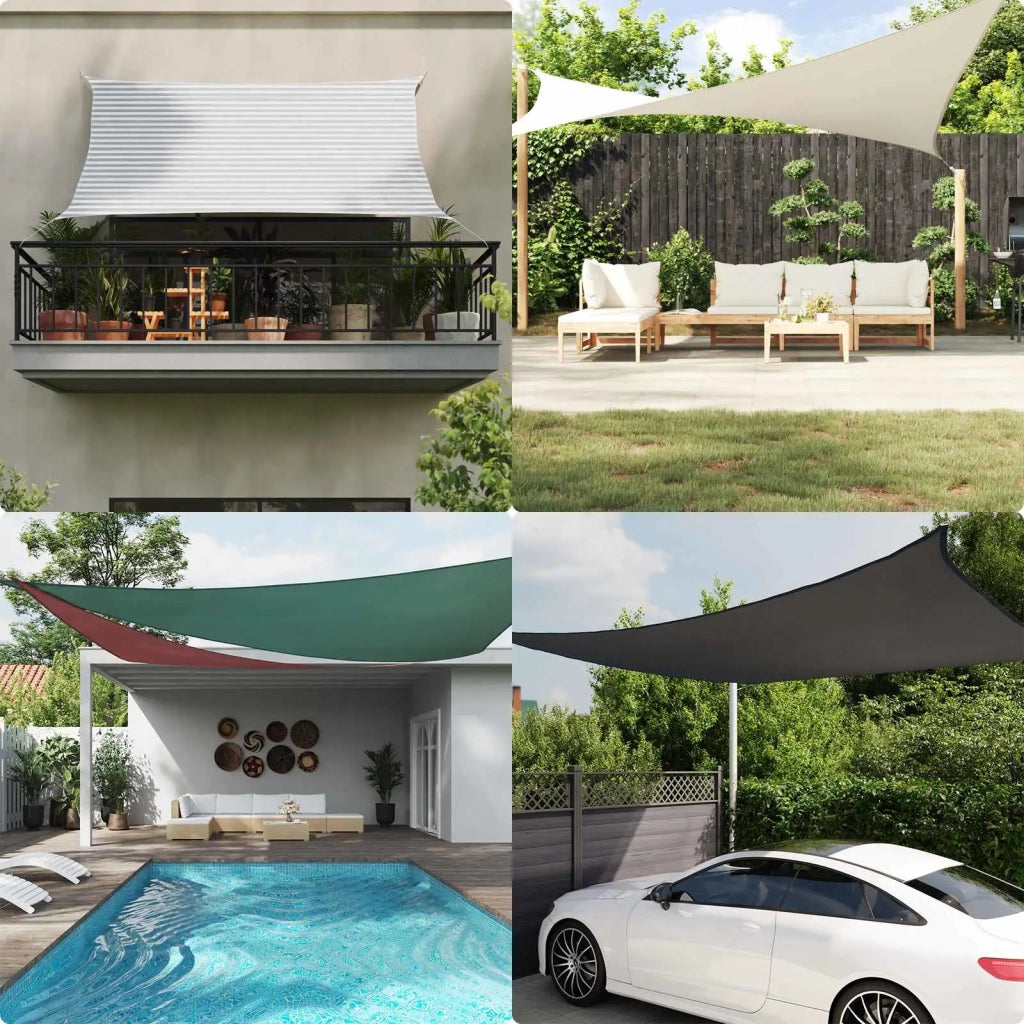 Vela Parasole | Telo Ombra | Vela da ombra solare Grigio chiaro e bianco 3 x 3 x 4,24 m
