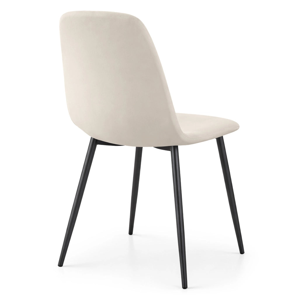 Set di 6 Sedie in velluto trapuntate LUMO Beige gambe nere