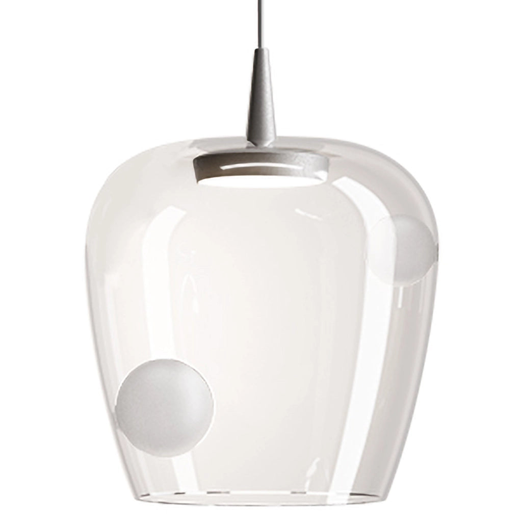 Zafferano Lampada a sospensione Bilia 27cm LED 8W 3000K in vetro borosilicato soffiato e alluminio sabbiato per illuminazione d'interni elegante