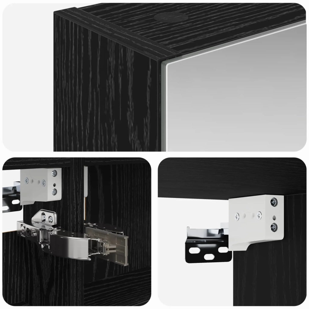 Mobiletto per specchio da bagno Rovere Nero 40 x 10,5 x 60,5 cm 889032
