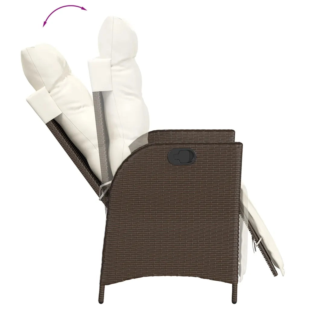 Set da Pranzo da Giardino 5pz con Cuscini in Polyrattan Marrone 3213408