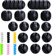 16 pezzi di supporti cavi - clip cavi per organizzatore di cavi - supporto autoadesivo per diversi cavi - nero, ideale per pc, ufficio e casa