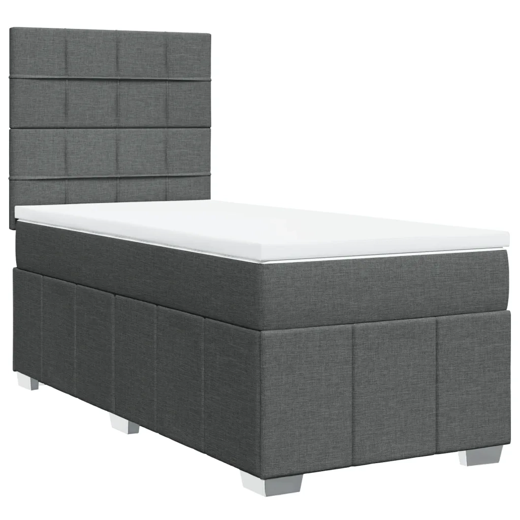Giroletto a Molle con Materasso Grigio Scuro 100x200 cm Tessuto 3291580