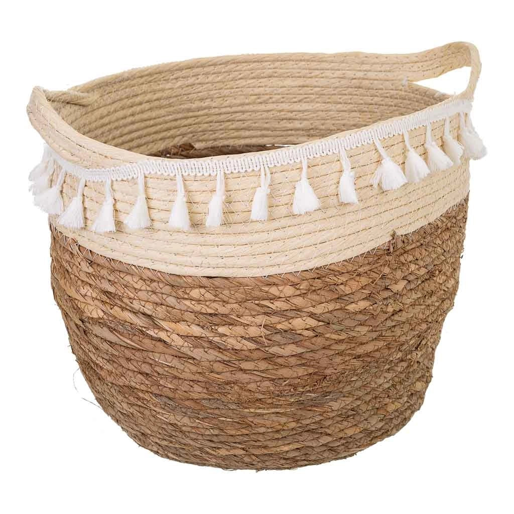 Navicella in fibra naturale marrone 31x31x27h
