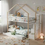 Letto a castello a casetta estraibile 90x200/90x190 cm
