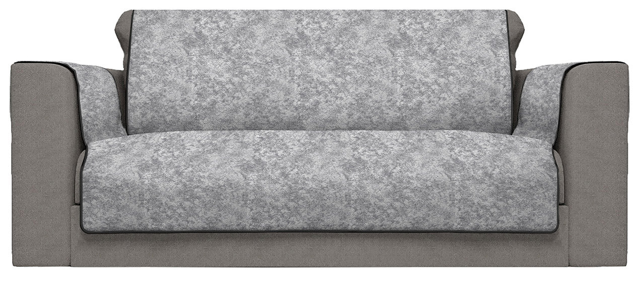 Copridivano con Copri Braccioli Seduta 60 cm in Poliestere e Cotone Grigio Scuro