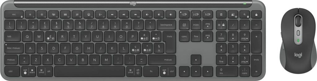 Logitech mk950 signature for business tastiera mouse incluso ufficio rf senza fili + bluetooth qwerty italiano grafite - 920-012507