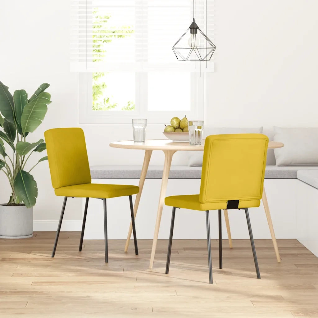 Sedie da Pranzo 2 pz Gialle in Velluto