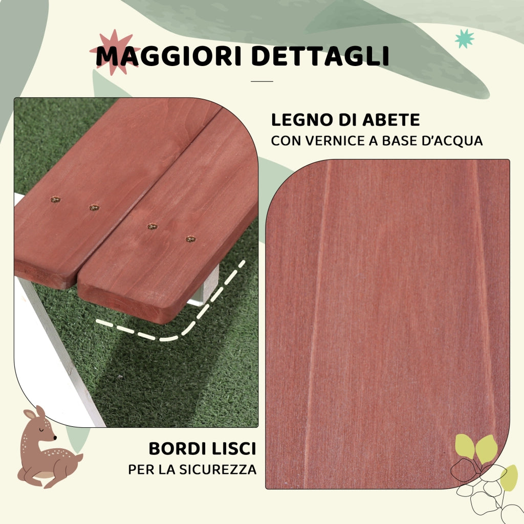 Tavolo da pranzo con panche per bambini ¨C zephmum ¨C Legno, Marrone, 89x79x50 cm