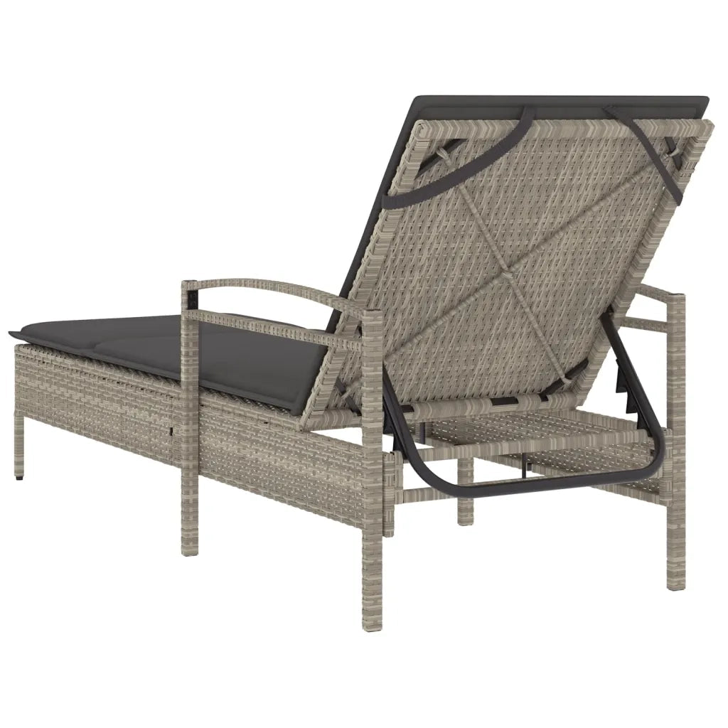 Sdraio da giardino | Lettino con Cuscino Grigio Chiaro 63x200x81 cm in Polyrattan