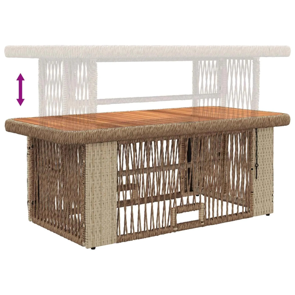 Set da Pranzo per Giardino 4 pcs Beige e Crema polyrattan