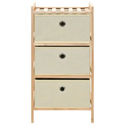 Scaffale con 3 Cesti in Tessuto in Legno di Cedro Beige 246433