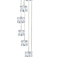 Lampadario Contemporaneo Ice Cube Acciaio Cromo Vetro Trasp Led 39W 3000K