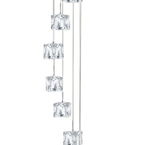 Lampadario Contemporaneo Ice Cube Acciaio Cromo Vetro Trasp Led 39W 3000K