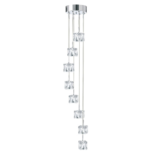 Lampadario Contemporaneo Ice Cube Acciaio Cromo Vetro Trasp Led 39W 3000K