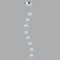 Lampadario Contemporaneo Ice Cube Acciaio Cromo Vetro Trasp Led 39W 3000K