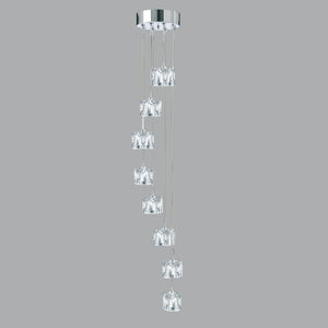 Lampadario Contemporaneo Ice Cube Acciaio Cromo Vetro Trasp Led 39W 3000K