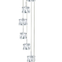 Lampadario Contemporaneo Ice Cube Acciaio Cromo Vetro Trasp Led 39W 3000K