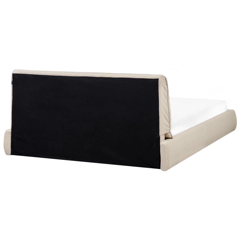 Letto matrimoniale imbottito in tessuto boucle beige chiaro 160x200 cm stile moderno
