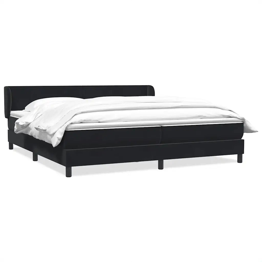 Giroletto a Molle con Materassi Nero 200x220 cm in Velluto 3317417