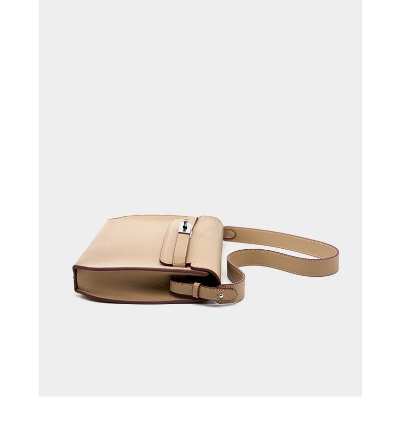 Borsa a tracolla da donna in vera pelle, colore grigio.