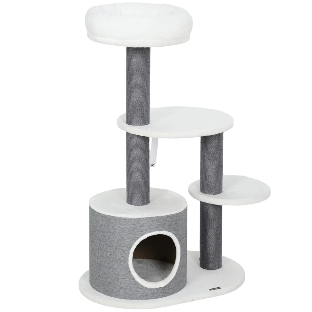 Tiragraffi per gatti con letto e piattaforme ¨C zephmum ¨C bianco grigio