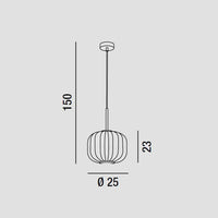 Sospensione Contemporanea Plisse' Metallo Oro Vetro Ambra 1 Luce E27 D25