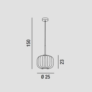 Sospensione Contemporanea Plisse' Metallo Oro Vetro Ambra 1 Luce E27 D25