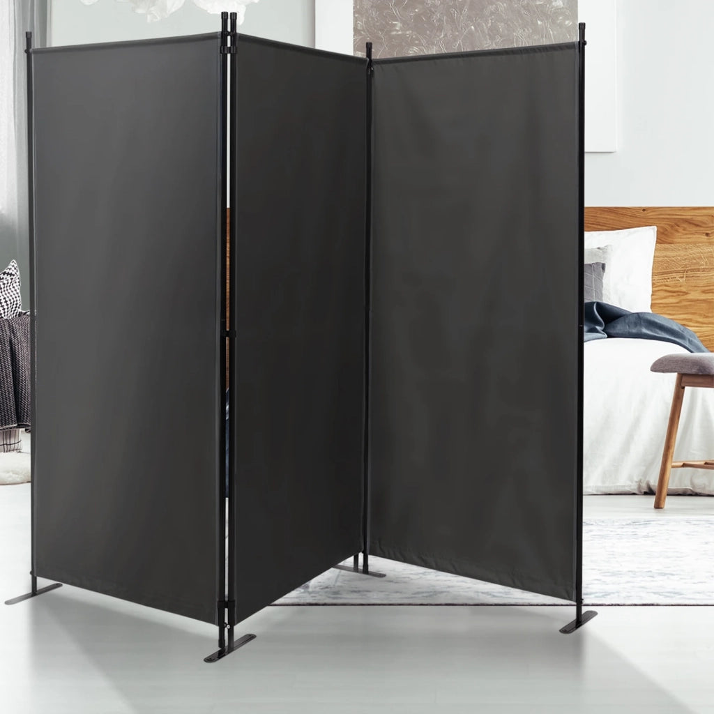 IDMarket - Schermo pieghevole a 3 pannelli su gambe, 250 x 180 cm, grigio antracite