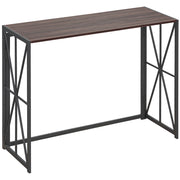 Tavolo Consolle da Ingresso Stile Industriale Pieghevole in Legno e Metallo, 100x38x80cm, Marrone