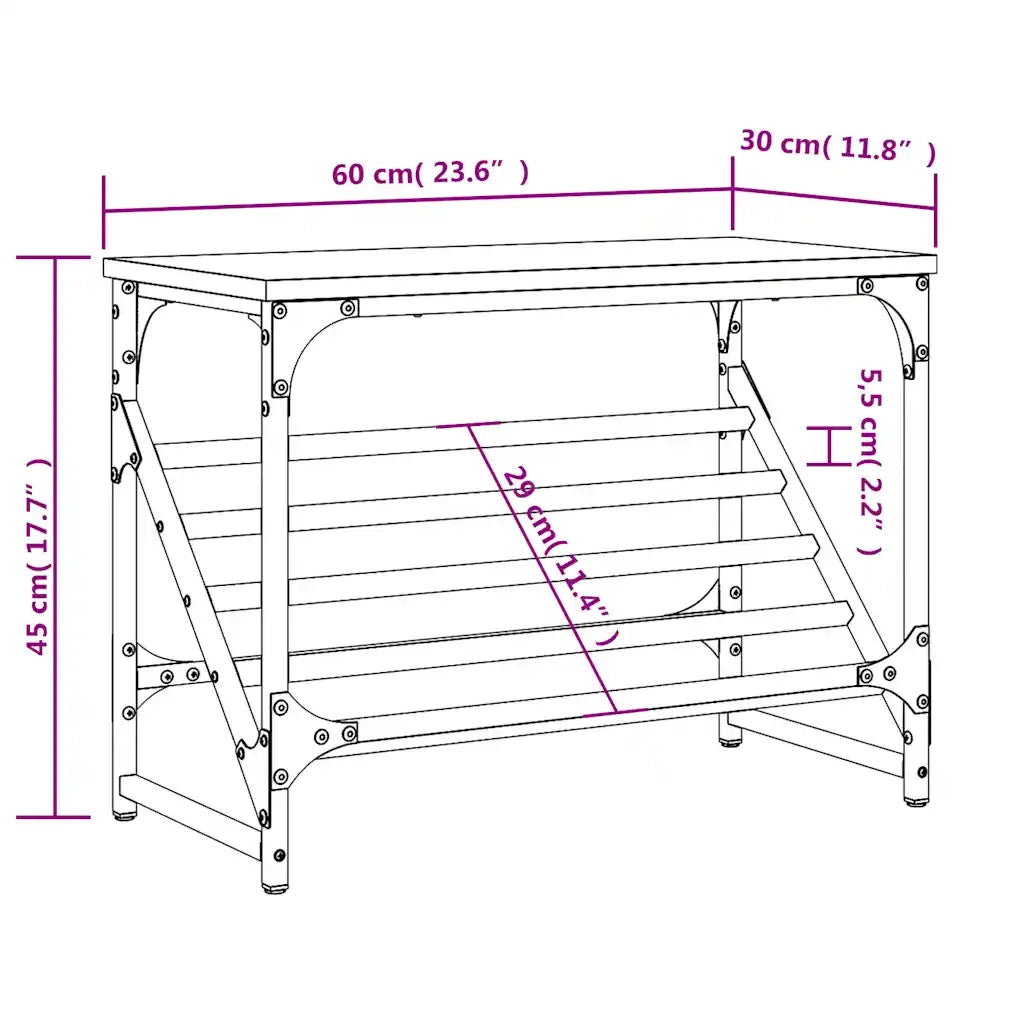 Scarpiera-Scaffale per scarpe Nera 60x30x45 cm in Legno Multistrato