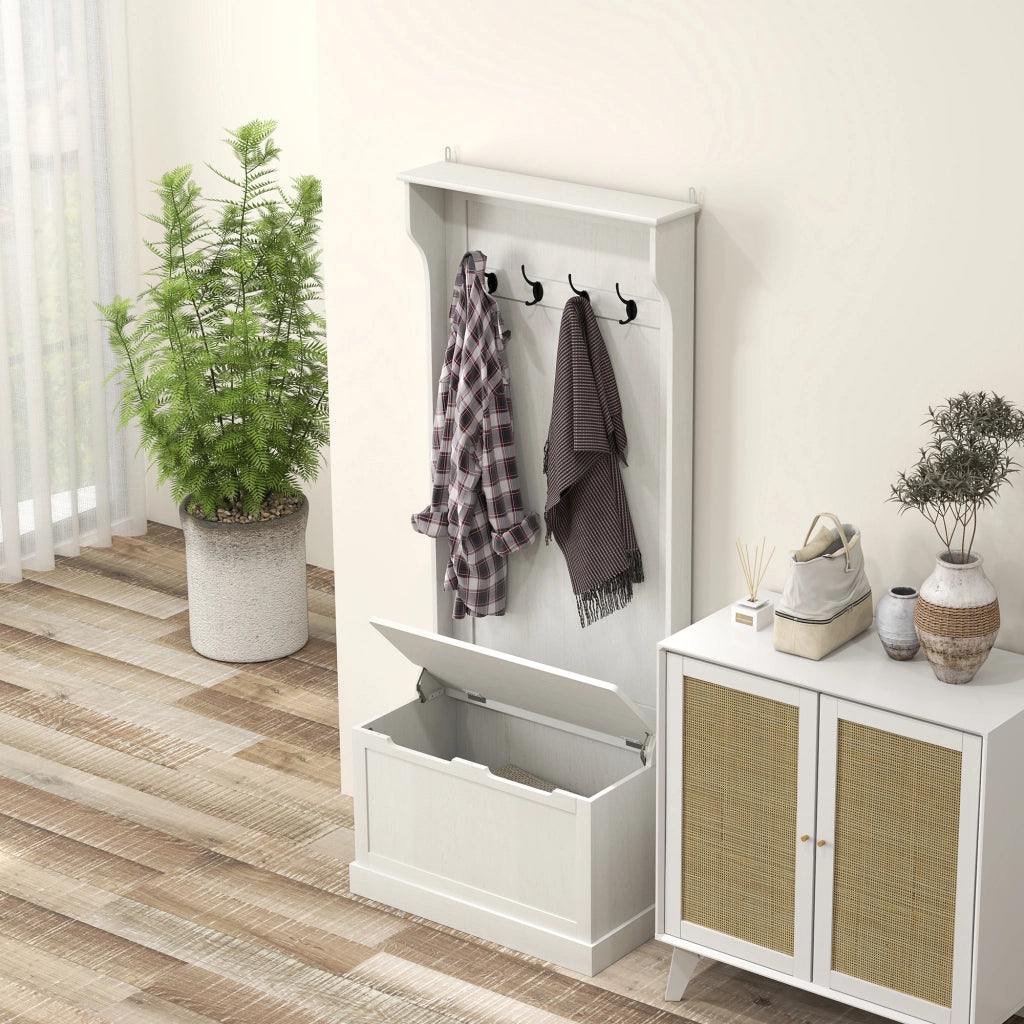 Appendiabiti con Banco e Ganci ¨C Zephmum ¨C Bianco 71.5x39.5x170 cm