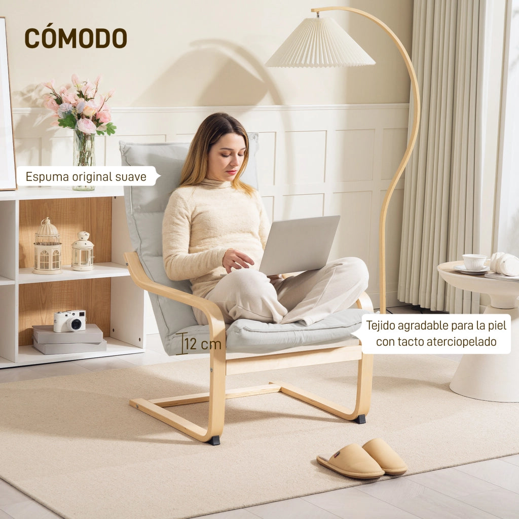 Poltrona Moderna con Schienale Alto Imbottito ¨C zephmum ¨C Terciopelo Crema 67x83x105 cm
