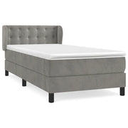 Letto singolo | Letto per adulti | Giroletto a Molle con Materasso Grigio Chiaro 90x200 cm Velluto