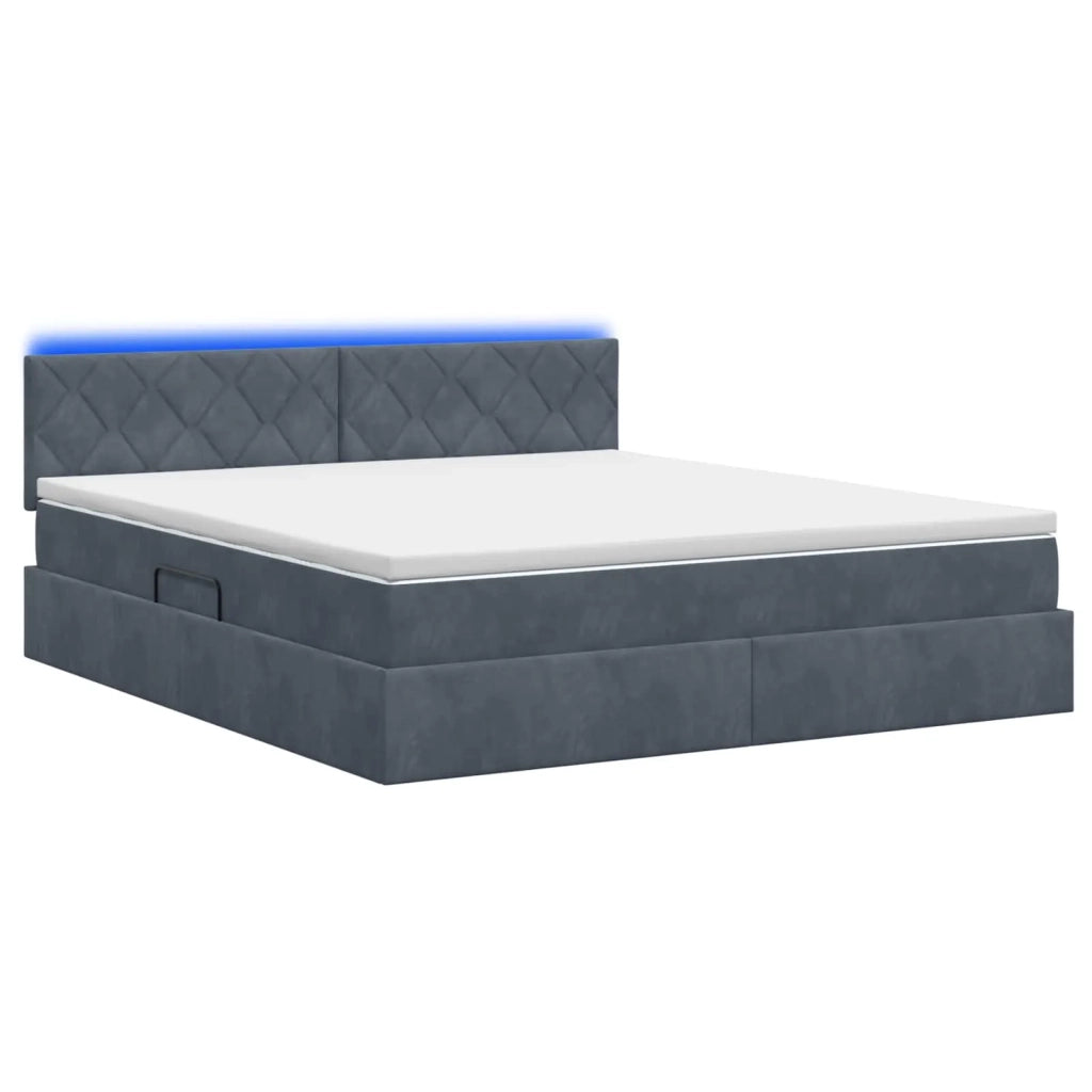 Letto con contenitore LED e materasso Grigio Scuro 140 x 190 cm 3459307