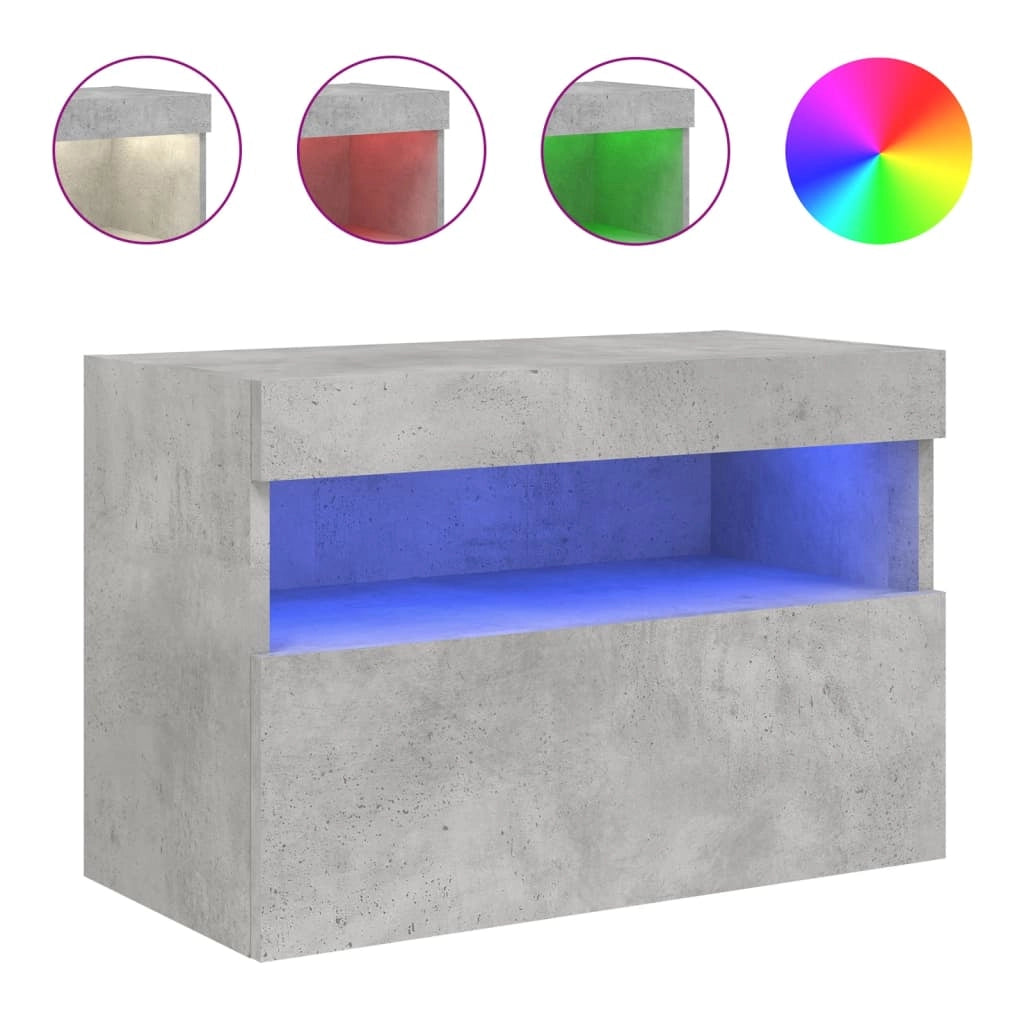 Mobile TV multimediale scaffale TV credenza mobile TV sala da pranzo soggiorno camera da letto montaggio a parete con luci LED 60 x 30 x 40 cm grigio 02_0027899