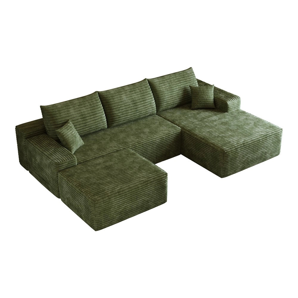 Divano angolare chaise longue ¨C Minimal ¨C verde tessuto 270cm