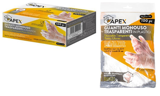 APEX GUANTI MONOUSO TRASPARENTI PLASTICACNF 500PZ ART.10901