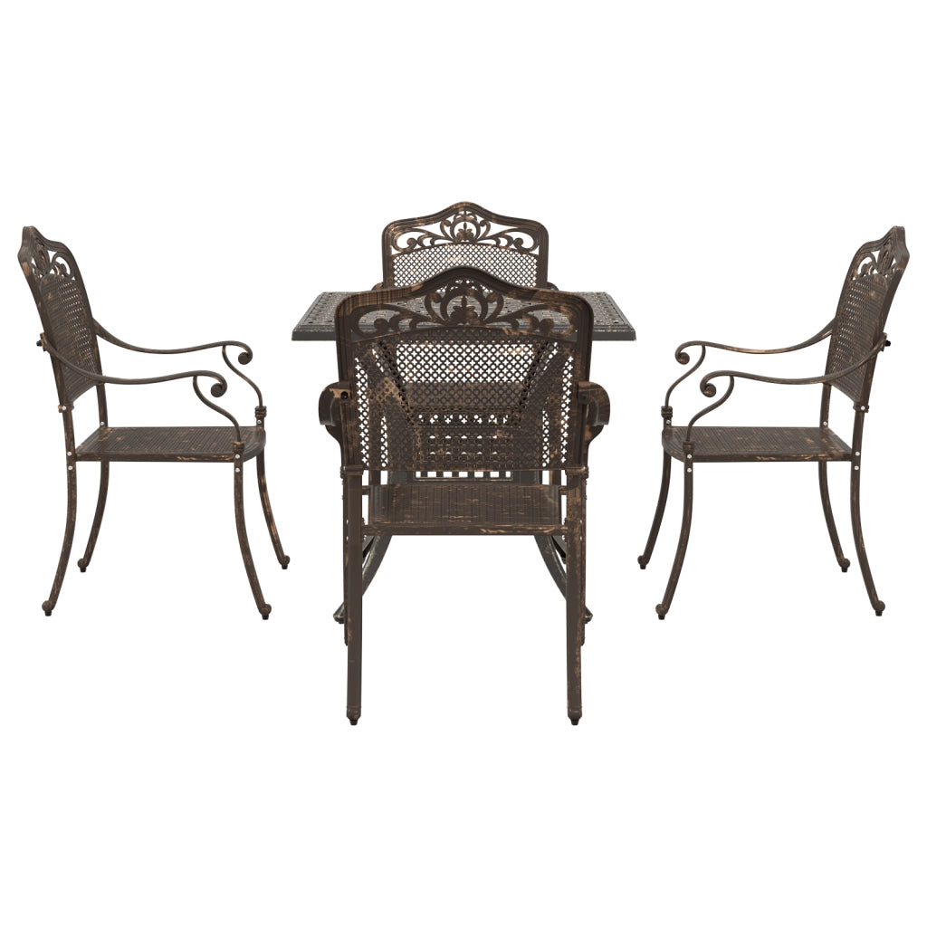 Set da pranzo da giardino 5 pezzi in alluminio bronzo