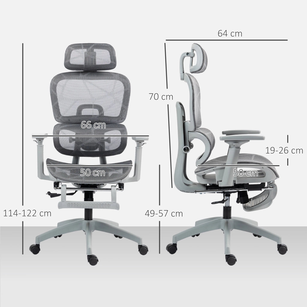 Sedia da Ufficio Ergonomic ¨C Zephmum ¨C Grigio Tessuto Rete